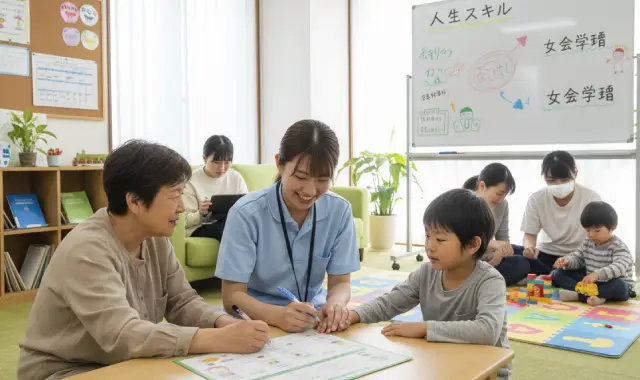 スタッフが一人ひとりに寄り添い、個別に支援している様子